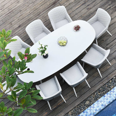 Maze Outdoors Zest 8 Seat Oval Dining Set / Lead Chine House of Isabella UK