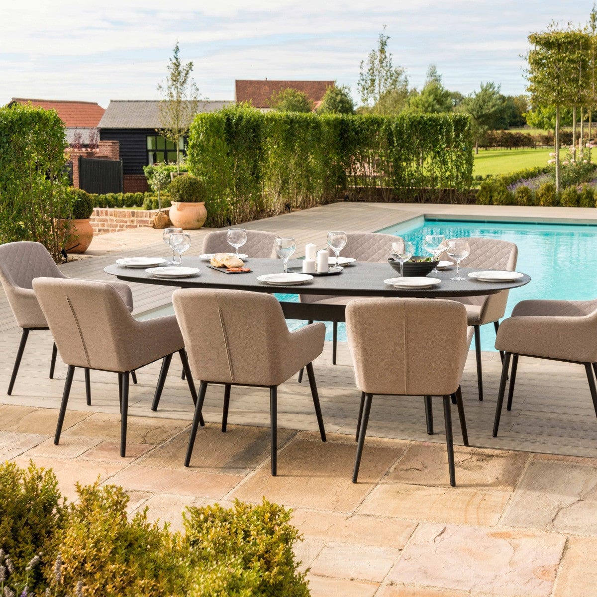 Maze Outdoors Zest 8 Seat Oval Dining Set / Taupe House of Isabella UK