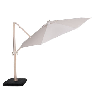 Maze Outdoors Zeus LED 3.5M Round Wood Effect Cantilever Parasol / Beige House of Isabella UK