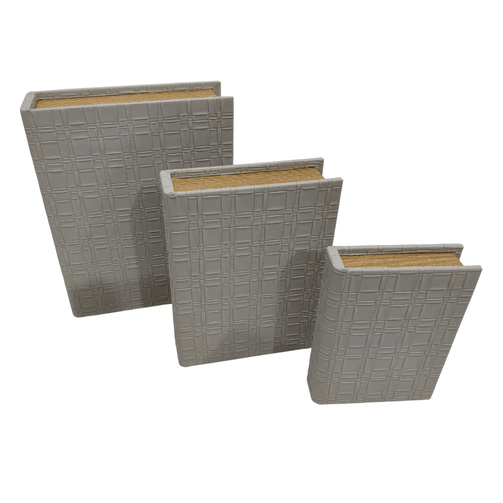 Milano Neutral Textured PU Book Boxes - Set of 3