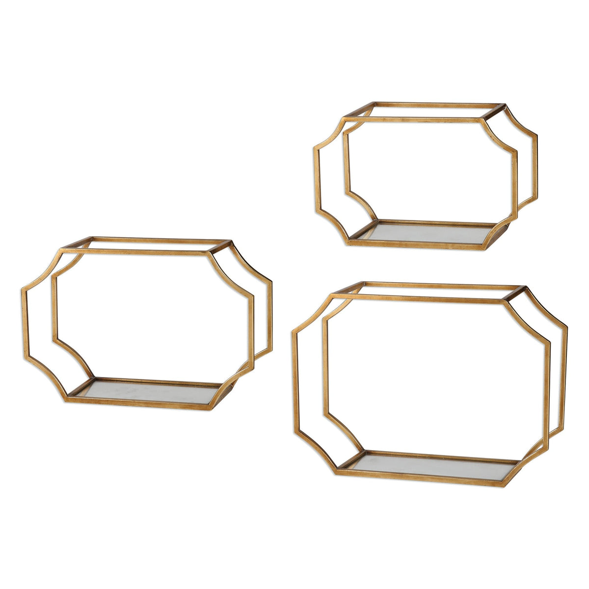 Lindee Gold Wall Shelves S/3