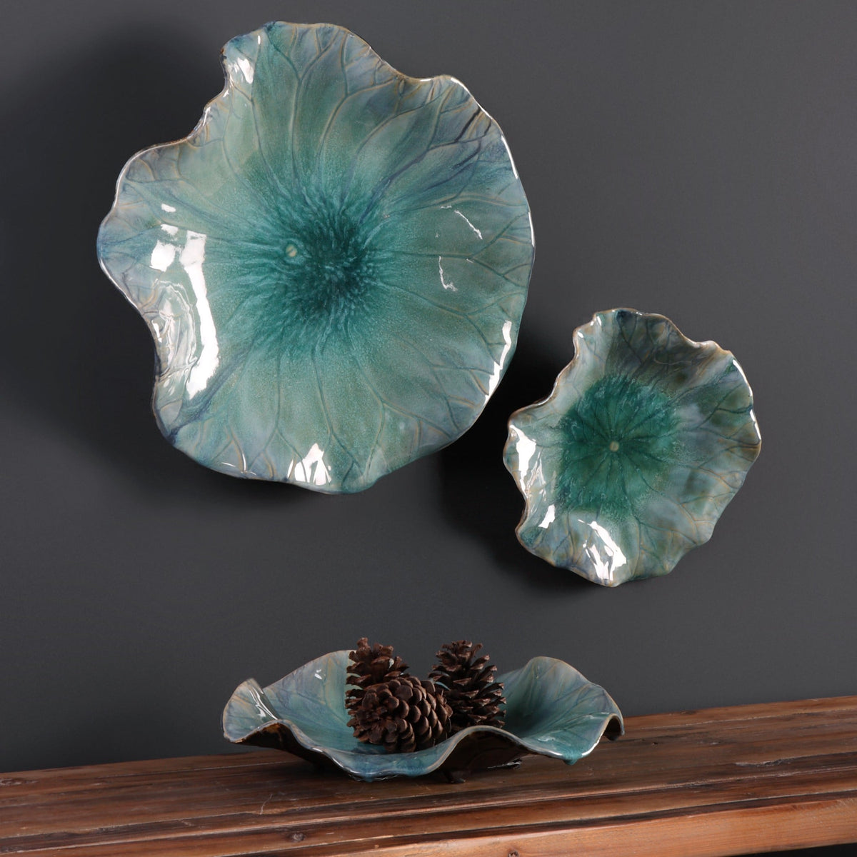 Abella Ceramic Wall-Mounted Bowls - Set of 3