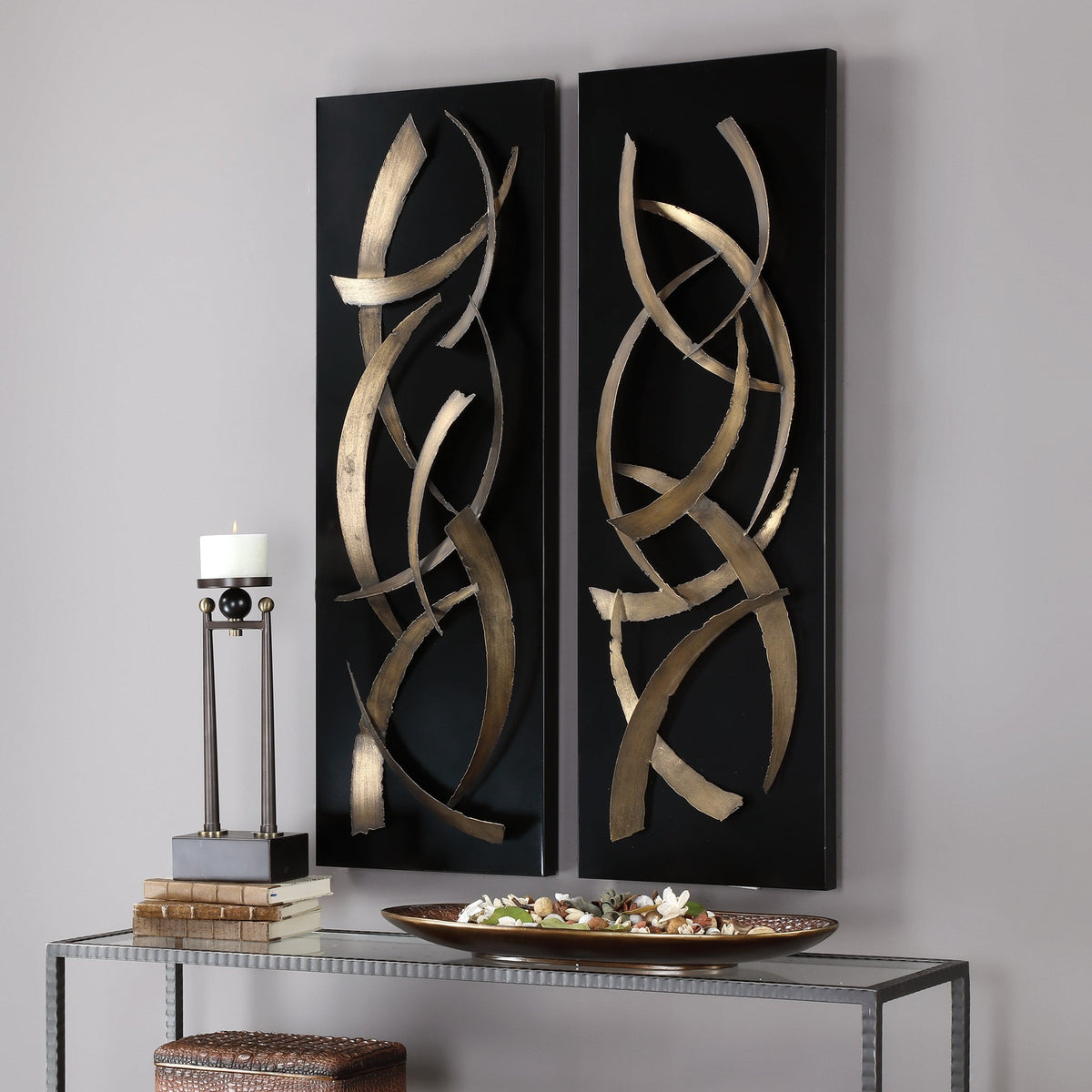 Brushstrokes Metal Wall Art - Set of 2