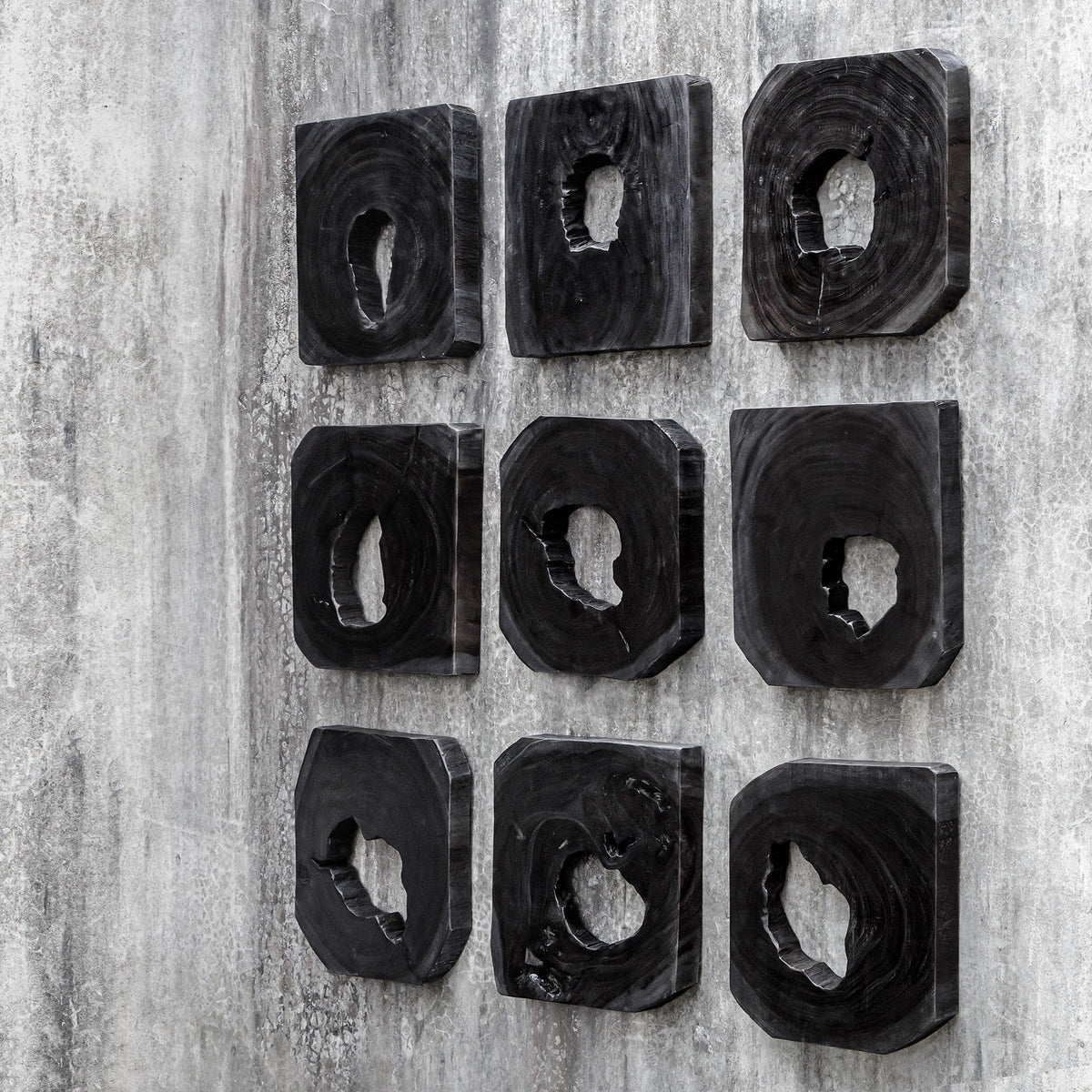 Bahati Ebony Wood Wall Art, S/9