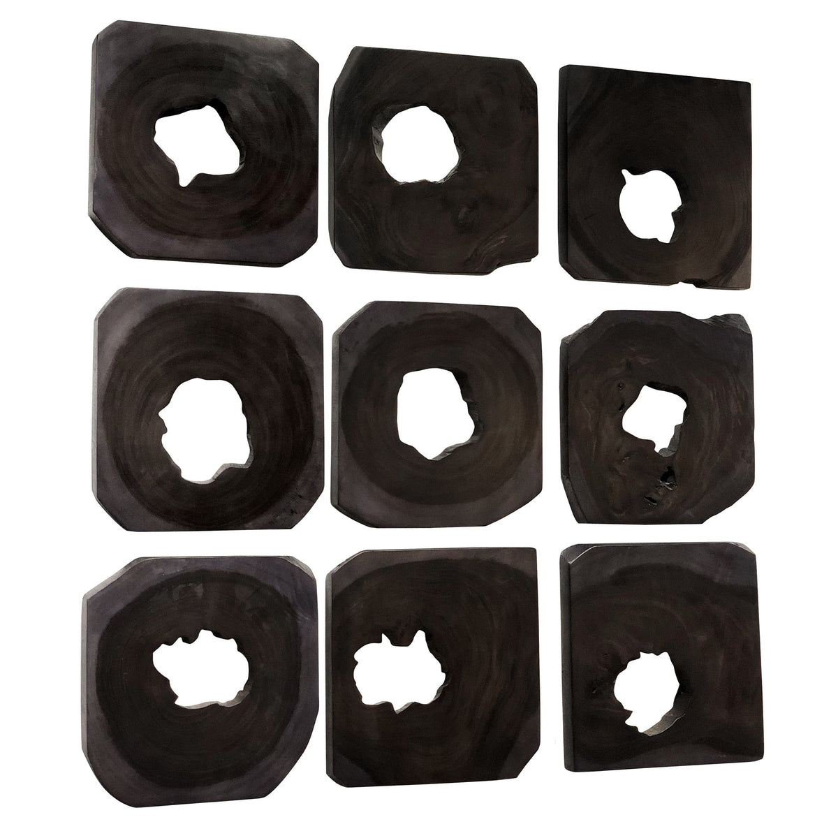 Bahati Ebony Wood Wall Art, S/9