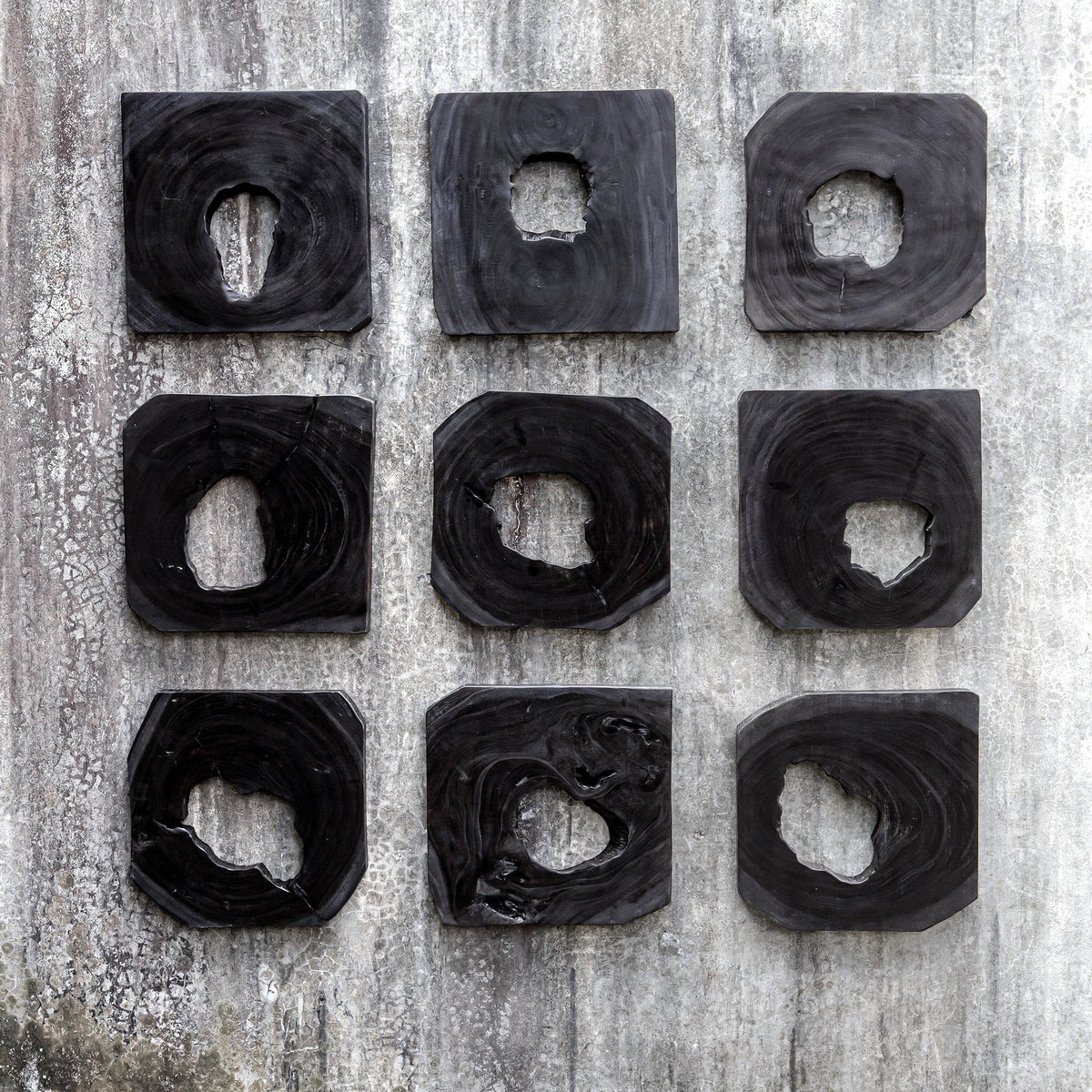 Bahati Ebony Wood Wall Art, S/9