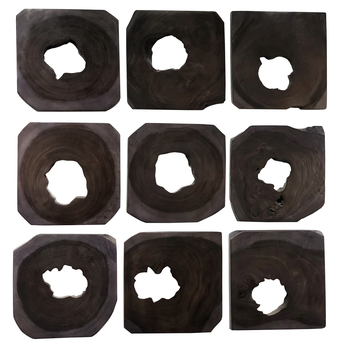 Bahati Ebony Wood Wall Art, S/9