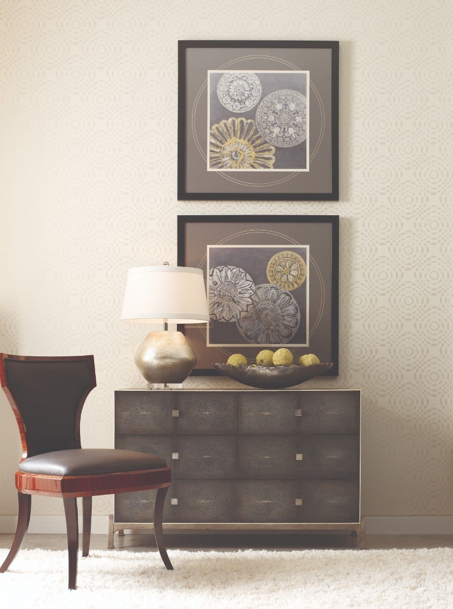 Large Chest of Drawers 1930s in Anthracite Shagreen - Silver