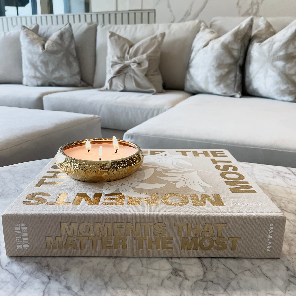 'Moments that Matter the Most' Beige & Gold Luxury Photo Album