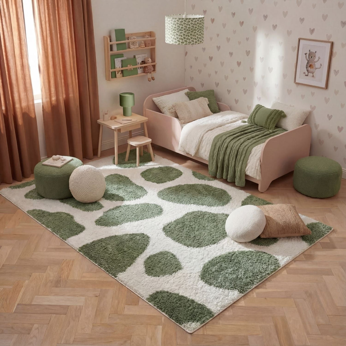 Moodi Shaggy Green Erosan Rug