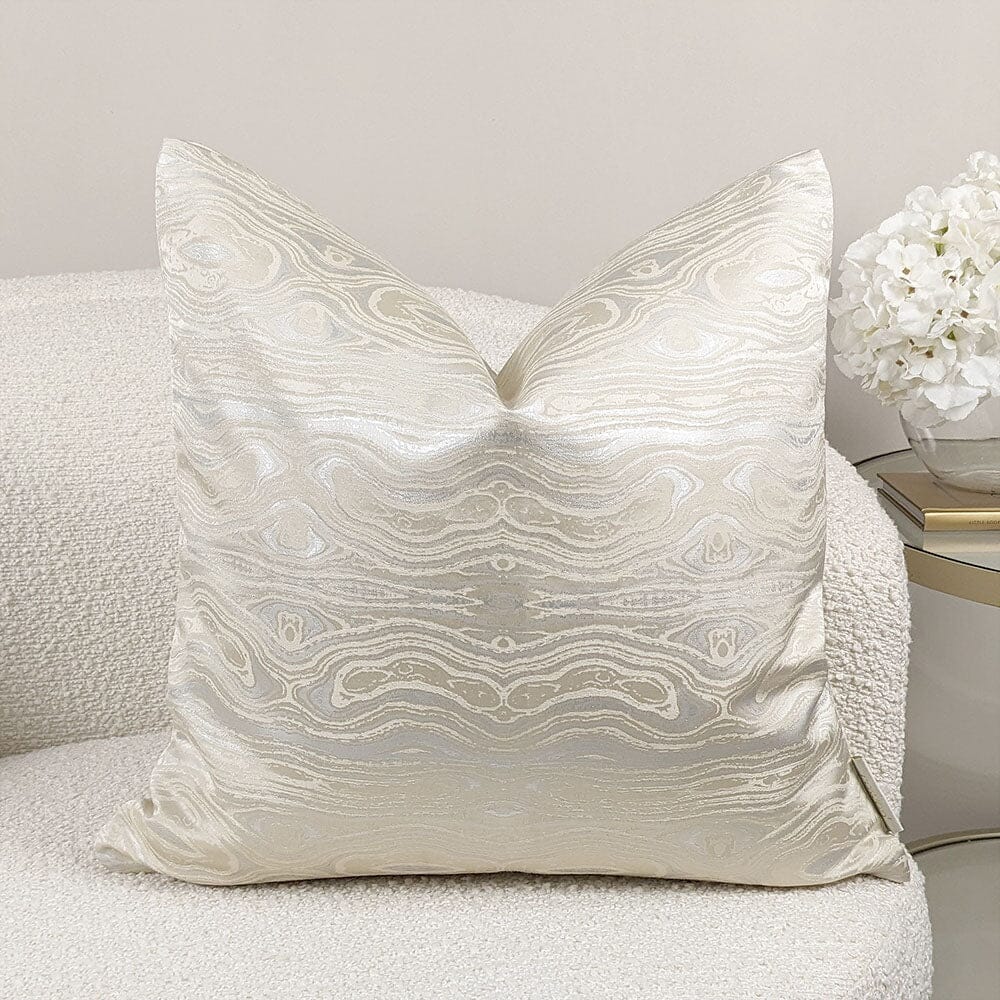 Nelly Cream & Silver Marble Metallic Cushion - 50x50cm