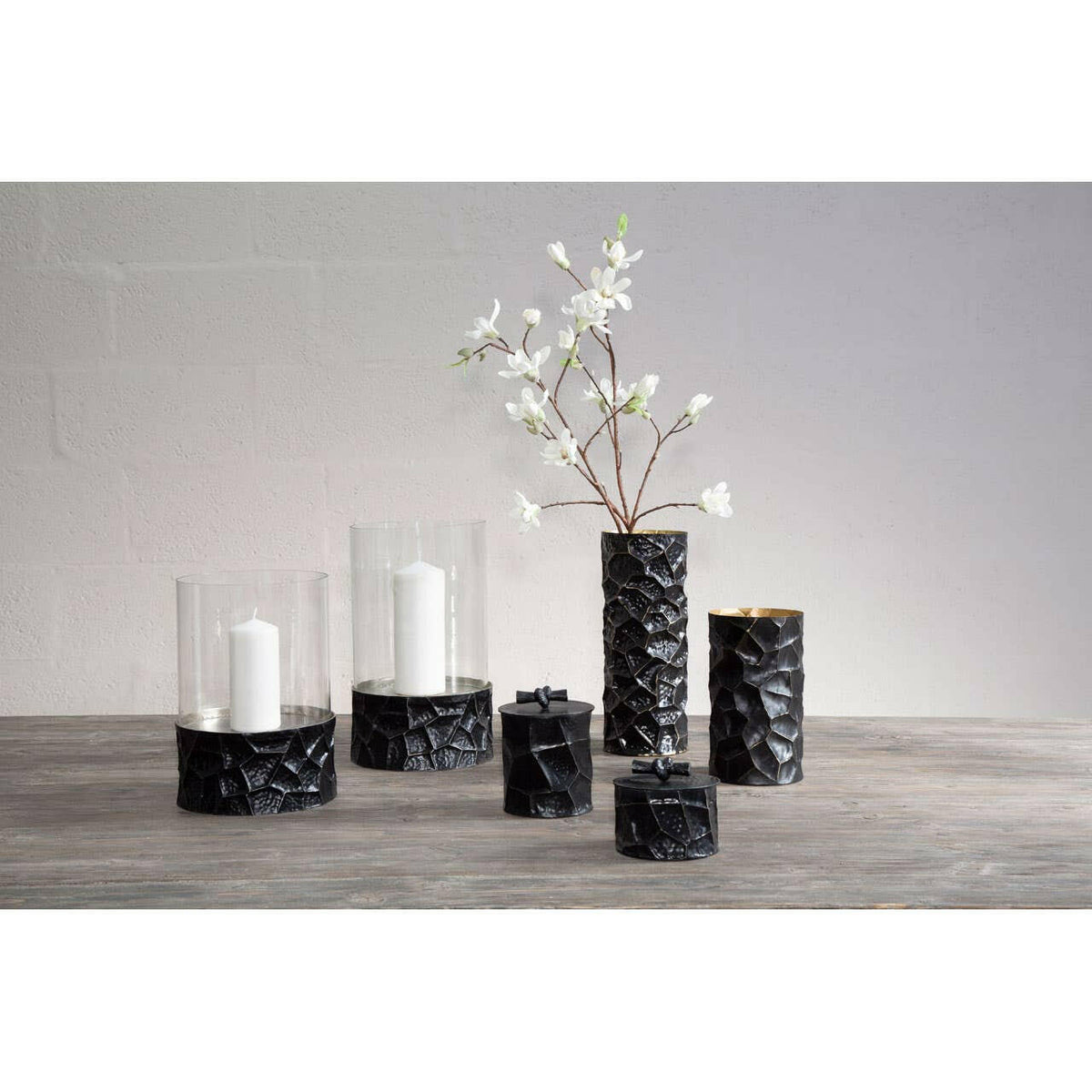 Akola Large Hurricane Hammered Candle Holder.