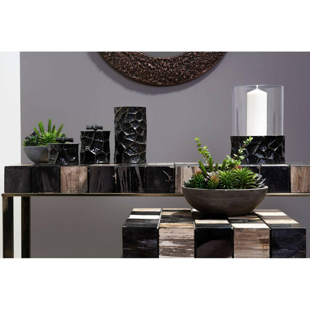 Akola Large Hurricane Hammered Candle Holder.