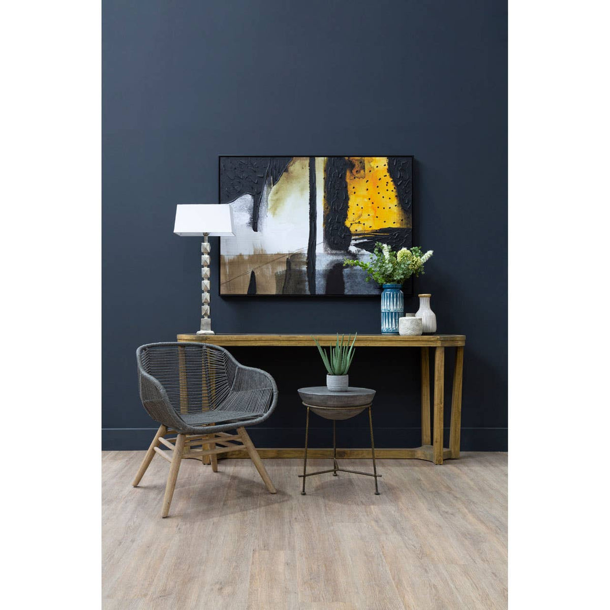 Astratto Black / Ochre Wall Art.