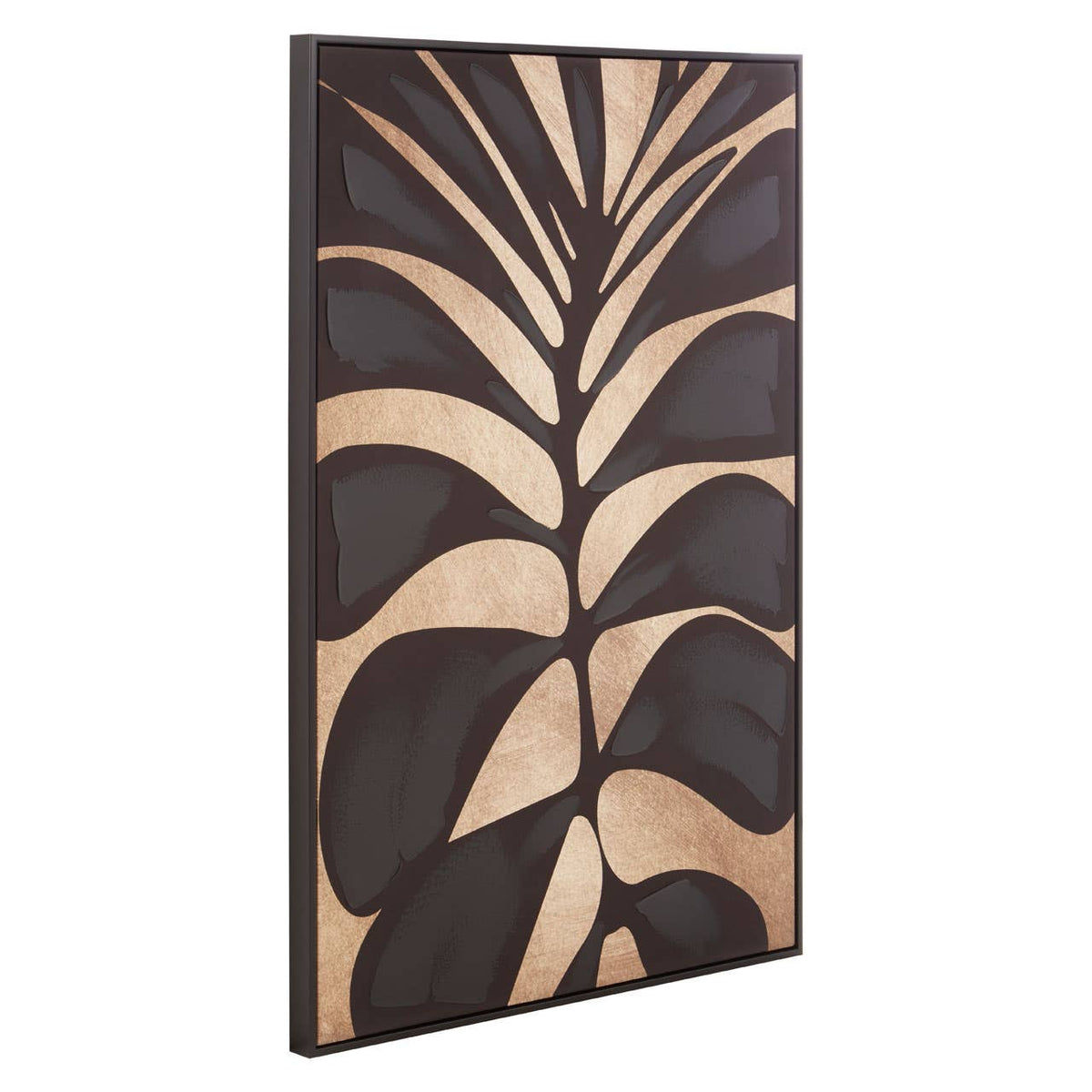 Astratto Canvas Black Leaf Design Wall Art.