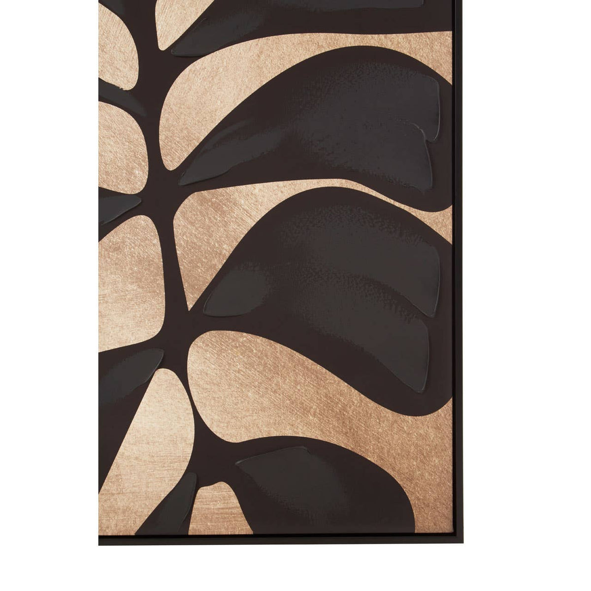 Astratto Canvas Black Leaf Design Wall Art.