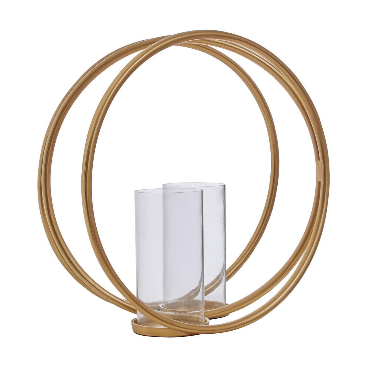 Aura Large Gold Double Candle Holder.