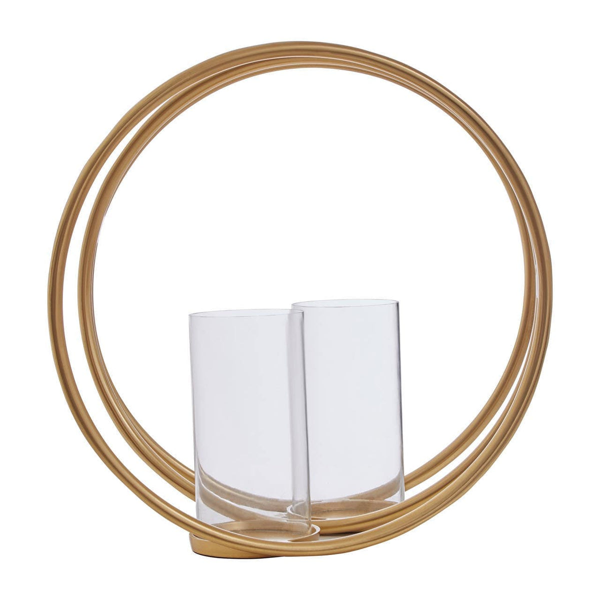Aura Large Gold Double Candle Holder.
