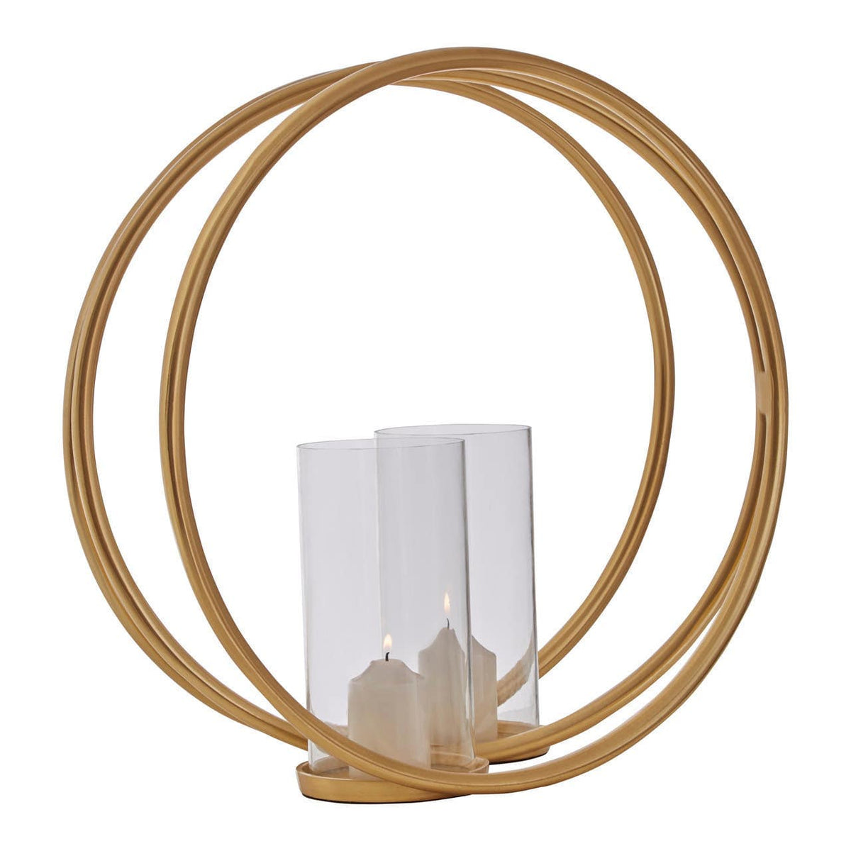 Aura Large Gold Double Candle Holder.