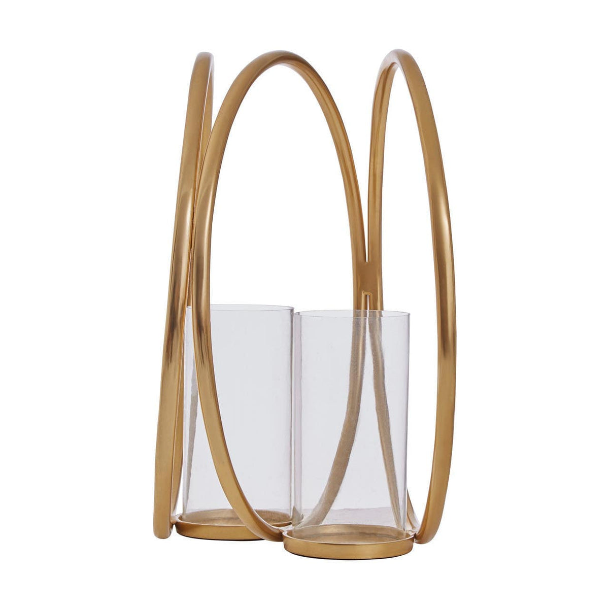 Aura Large Gold Double Candle Holder.