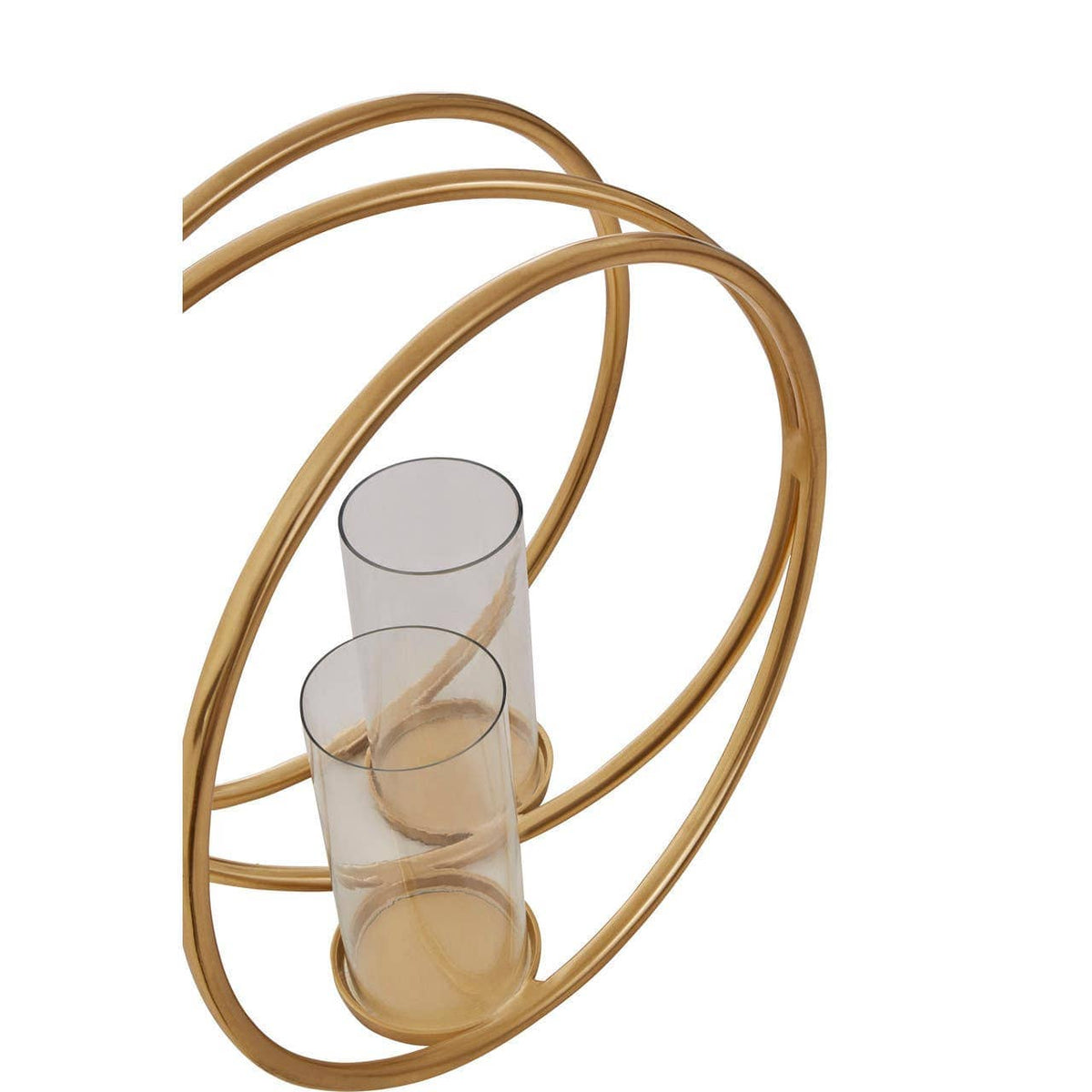 Aura Large Gold Double Candle Holder.