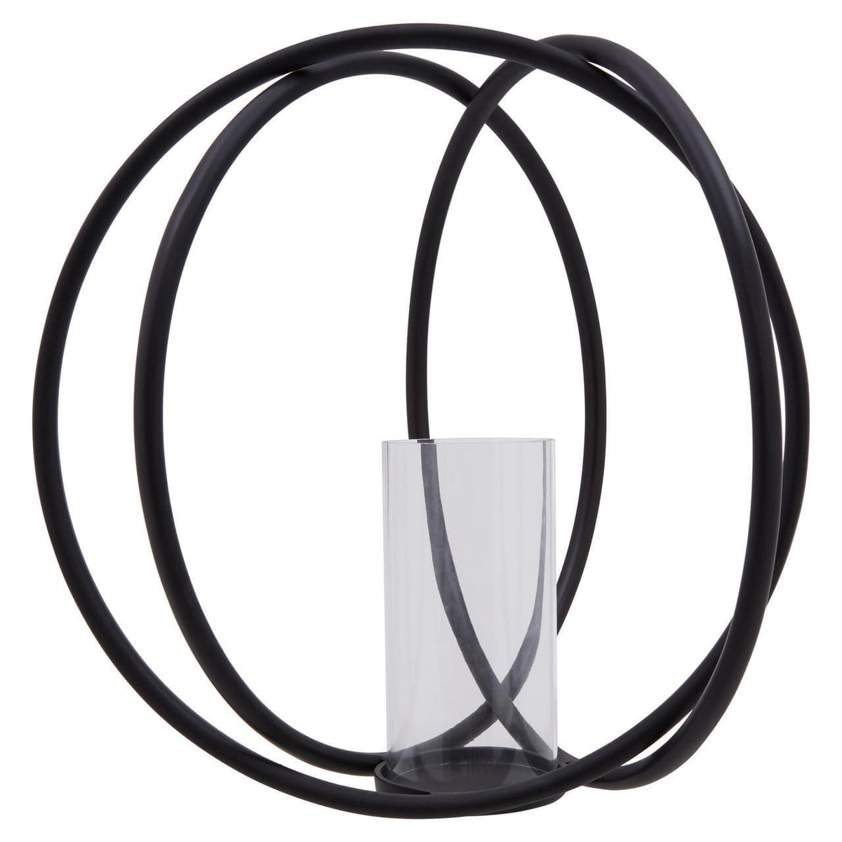 Aura Matte Black Large Candle Holder.