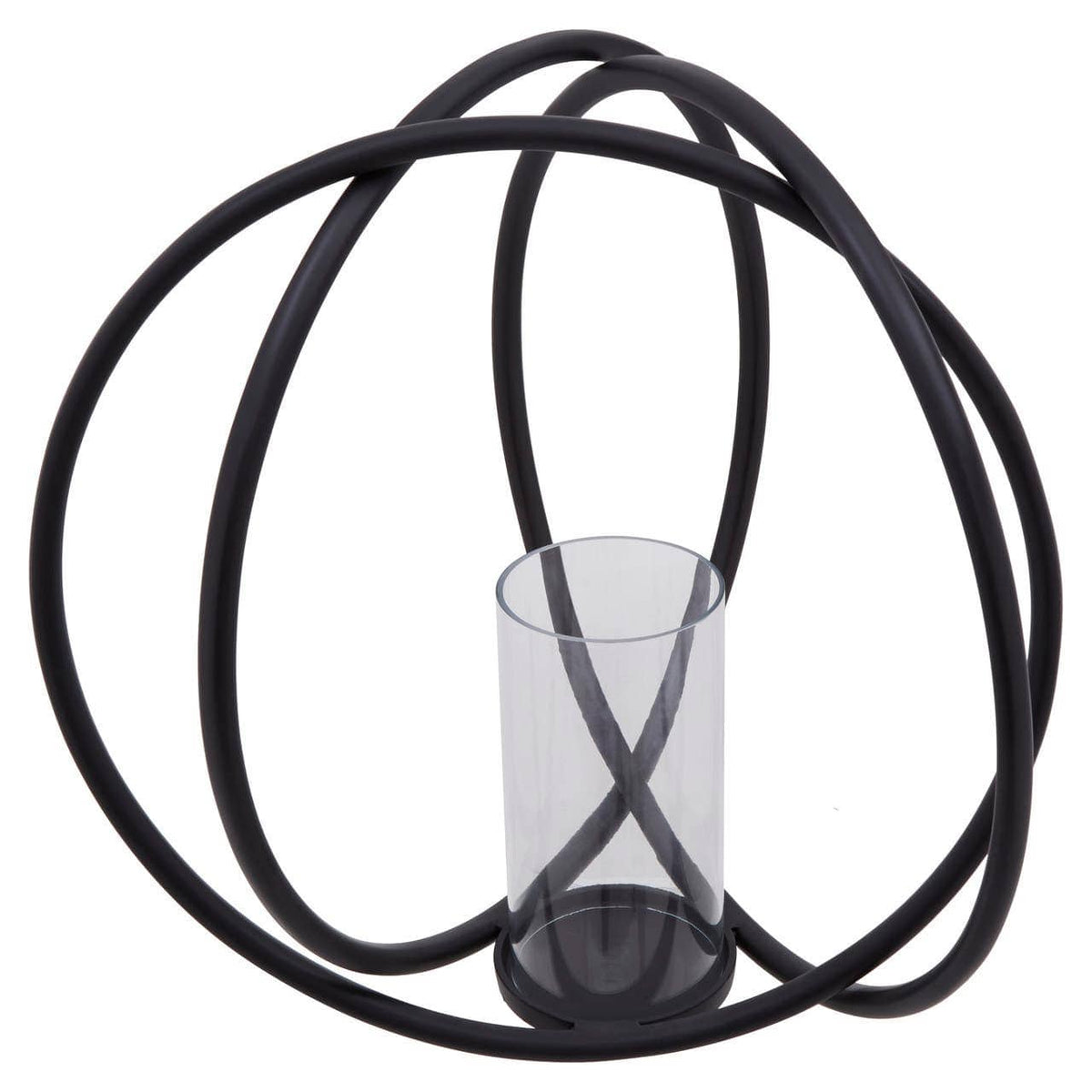 Aura Matte Black Large Candle Holder.