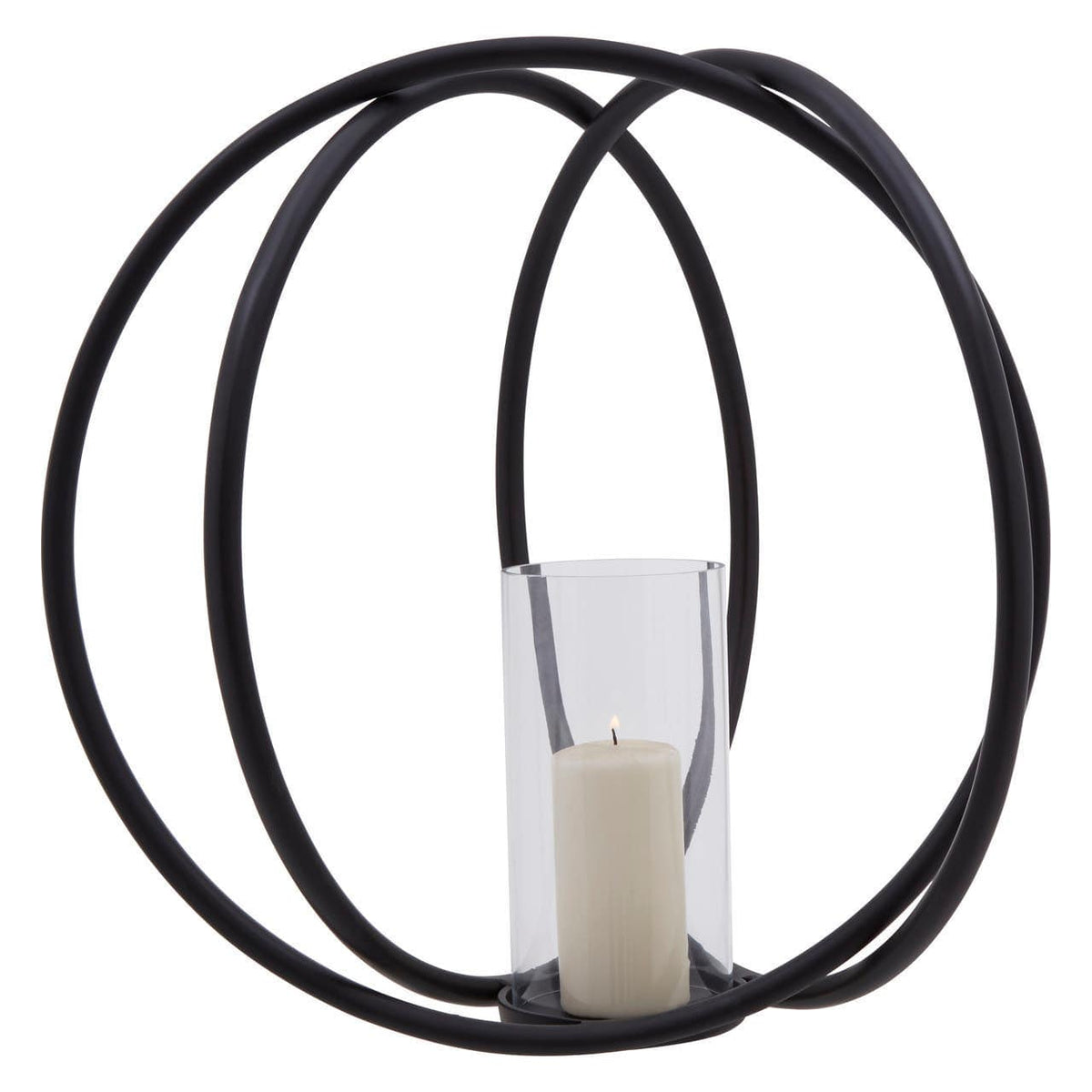 Aura Matte Black Large Candle Holder.