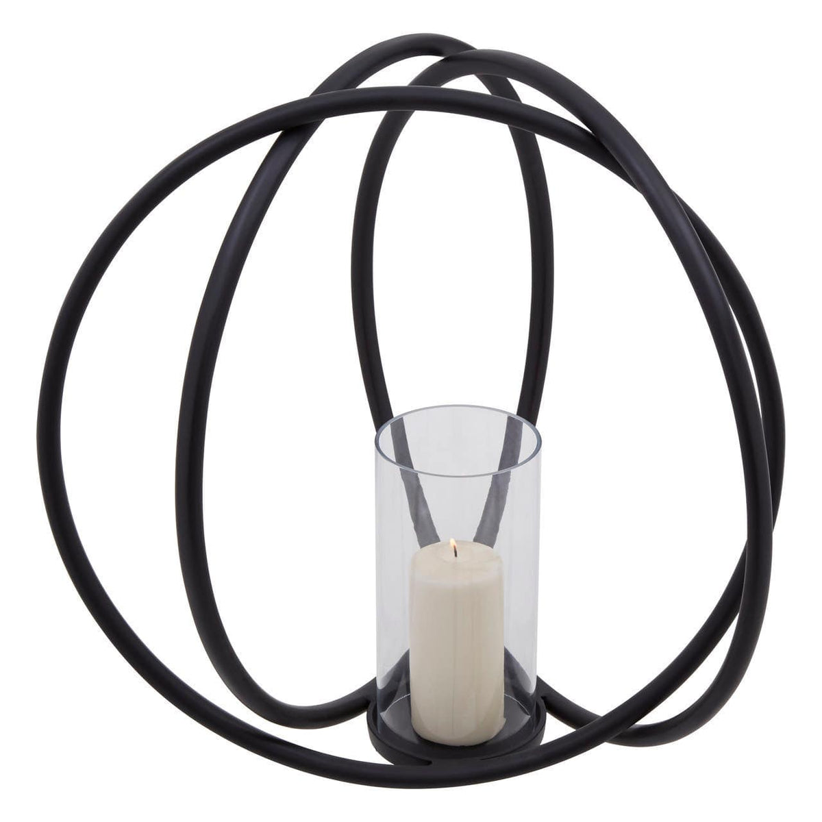 Aura Matte Black Large Candle Holder.