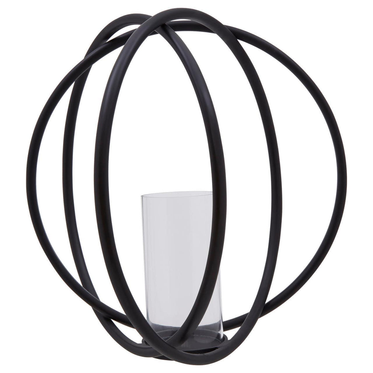 Aura Matte Black Large Candle Holder.