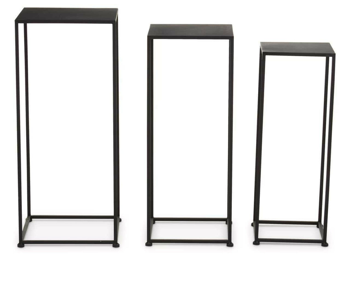 Avento Set Of Three Square Black Plant Stands.