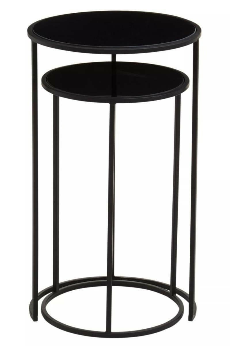 Avento Set Of Two Round Black Plant Stands.