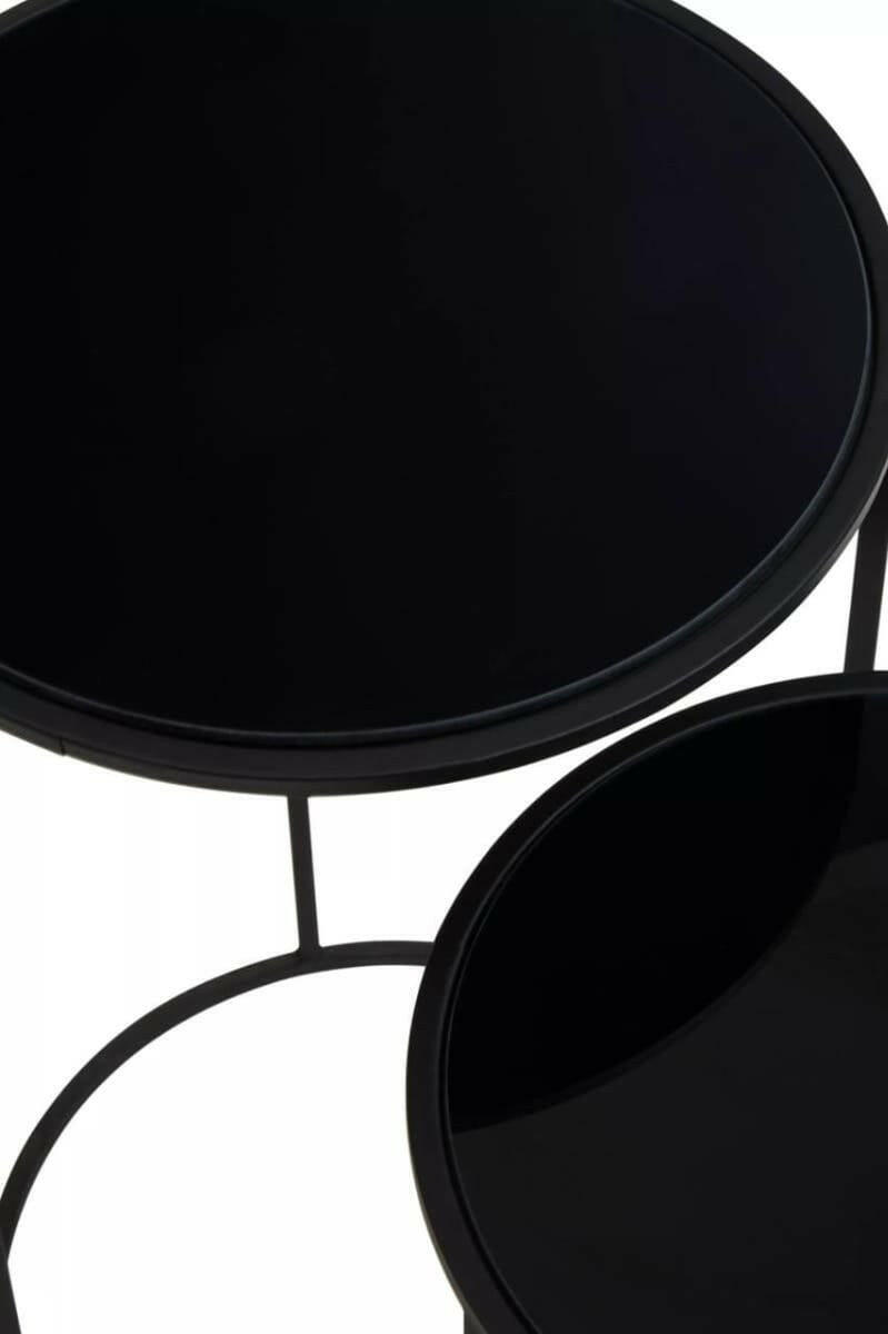 Avento Set Of Two Round Black Plant Stands.
