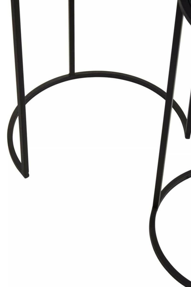 Avento Set Of Two Round Black Plant Stands.