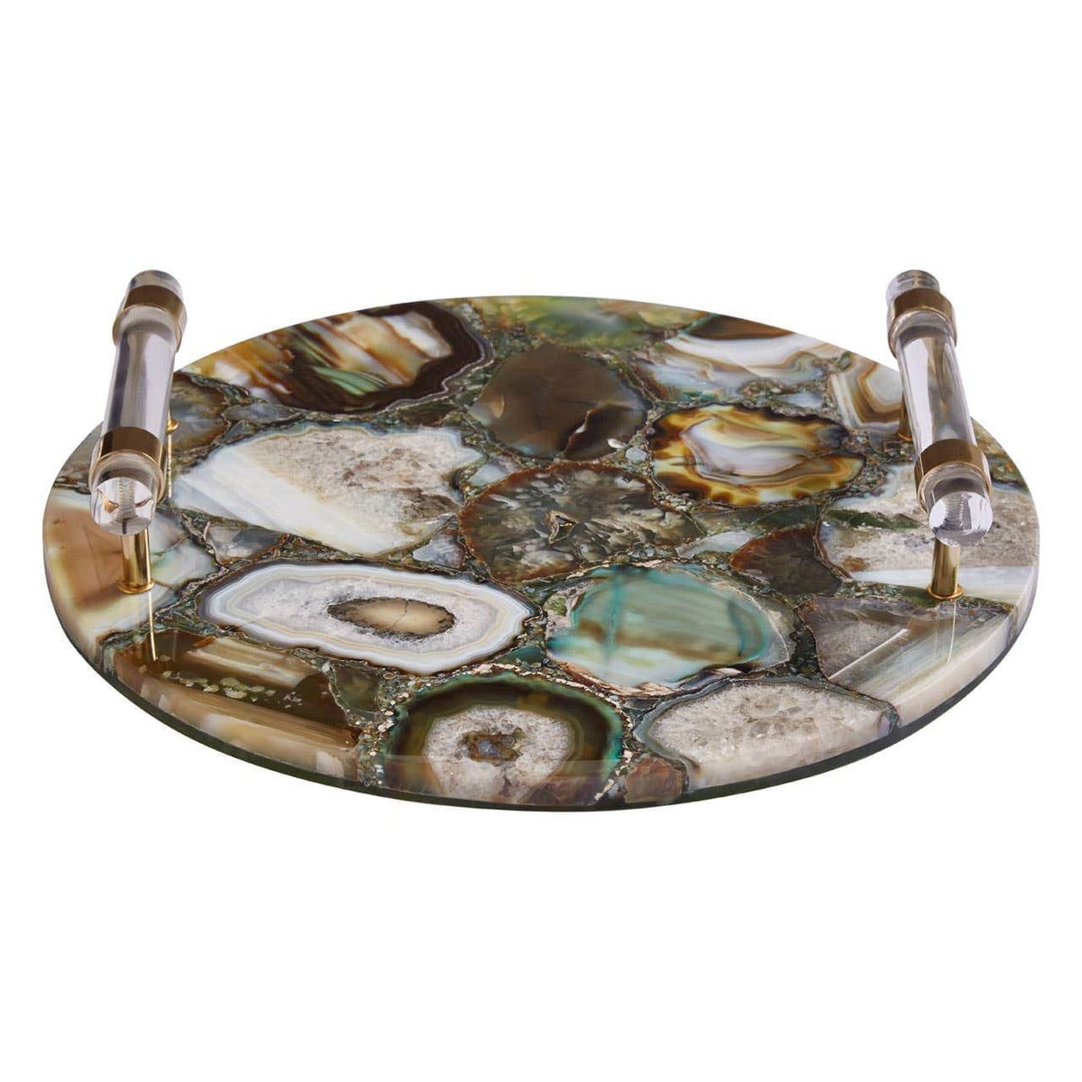 Bowerbird Green & Gold Agate Tray.