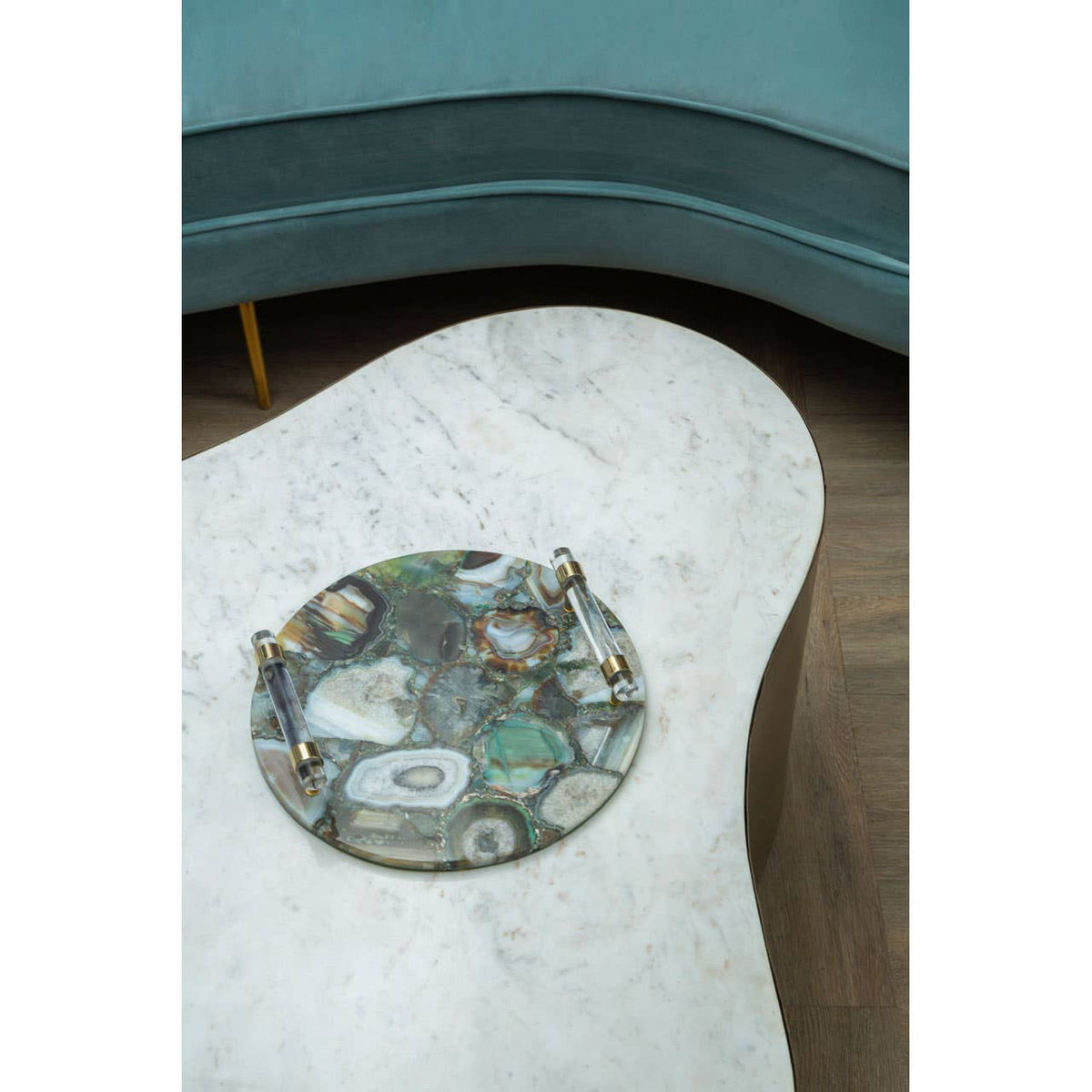 Bowerbird Green & Gold Agate Tray.
