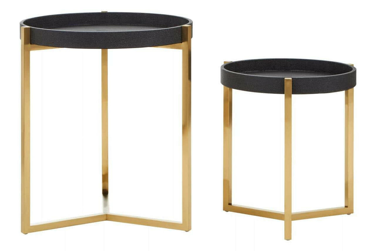 Cardoba Set Of Two Black Shagreen Tray Tables.