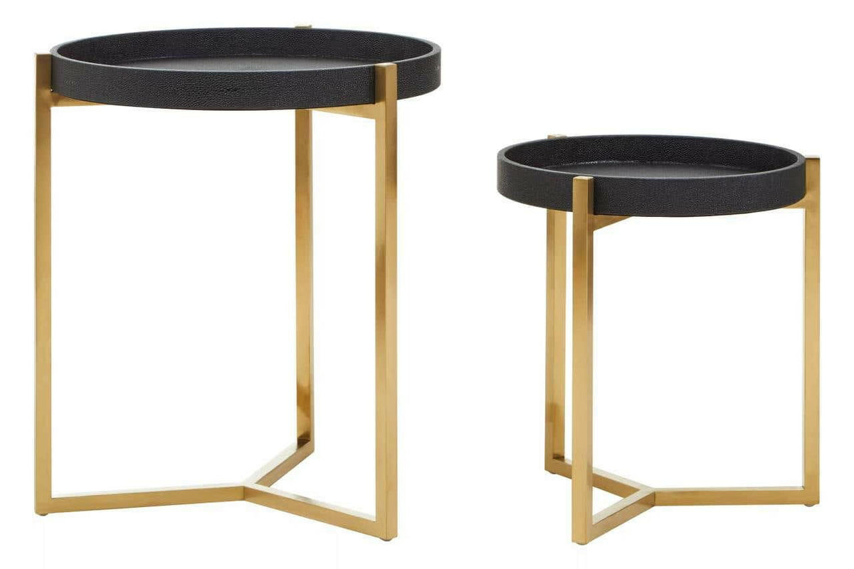 Cardoba Set Of Two Black Shagreen Tray Tables.