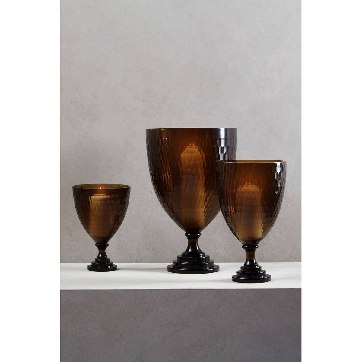 Cortina Medium Honeycomb Glass Candle Holder.