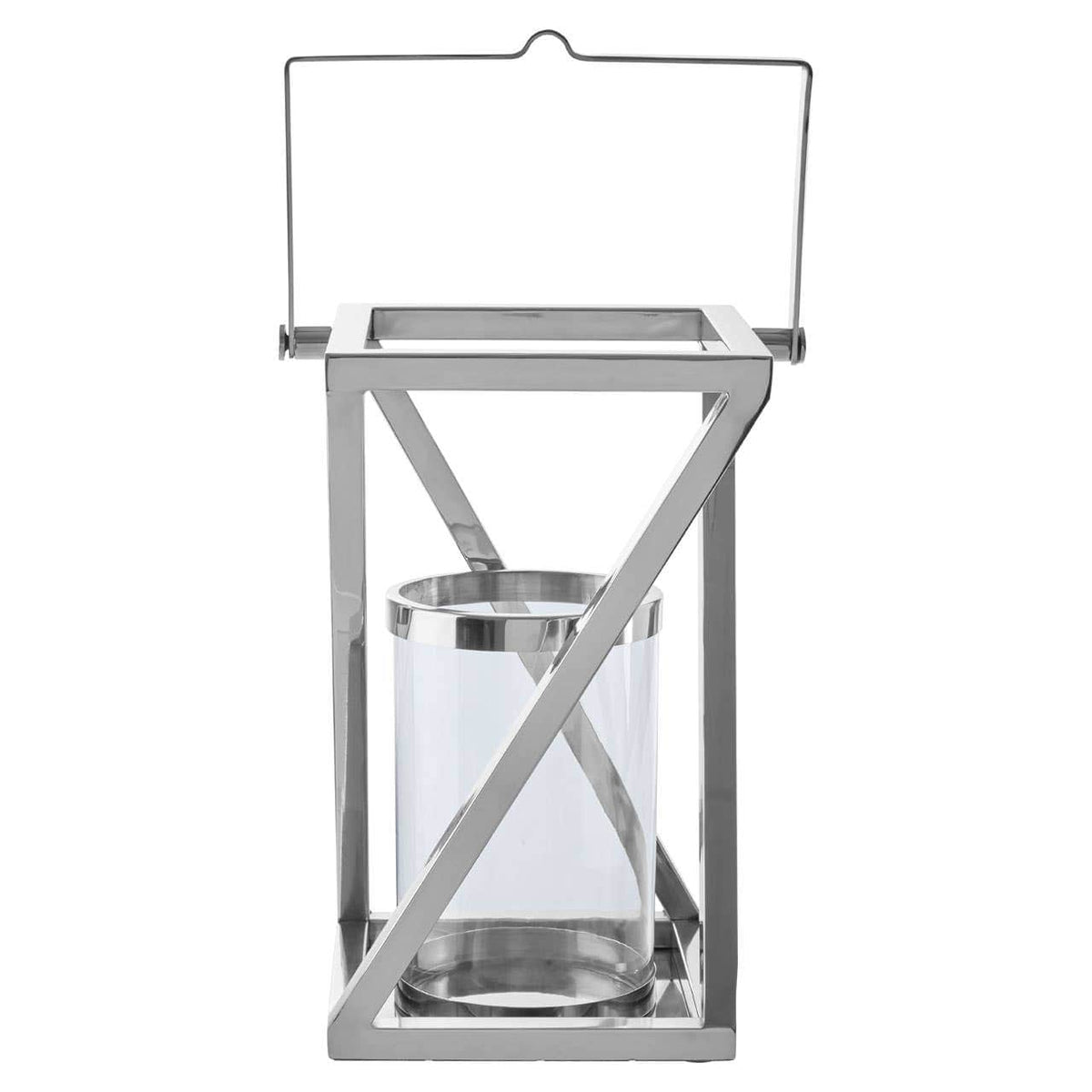 Cruzar Small Silver Criss Cross Lantern.