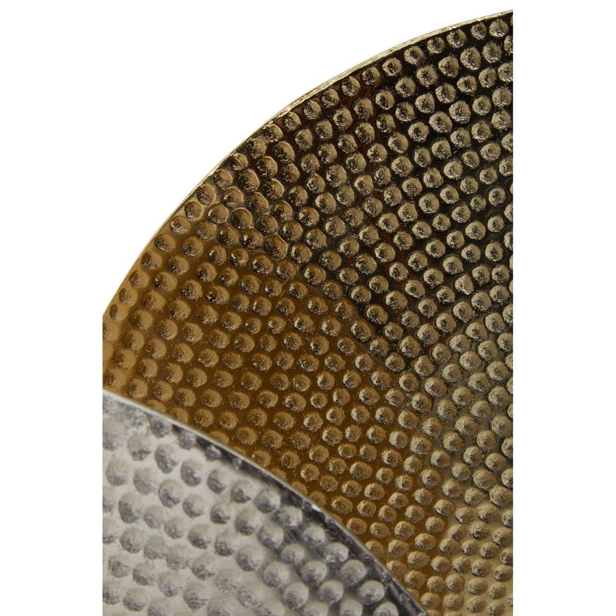 Elias Set Of Three Gold Silver And Black Hammered Metal Sculptures.