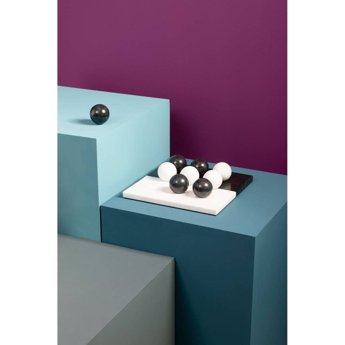 Flos Black And White Tic Tac Toe Marble Game.