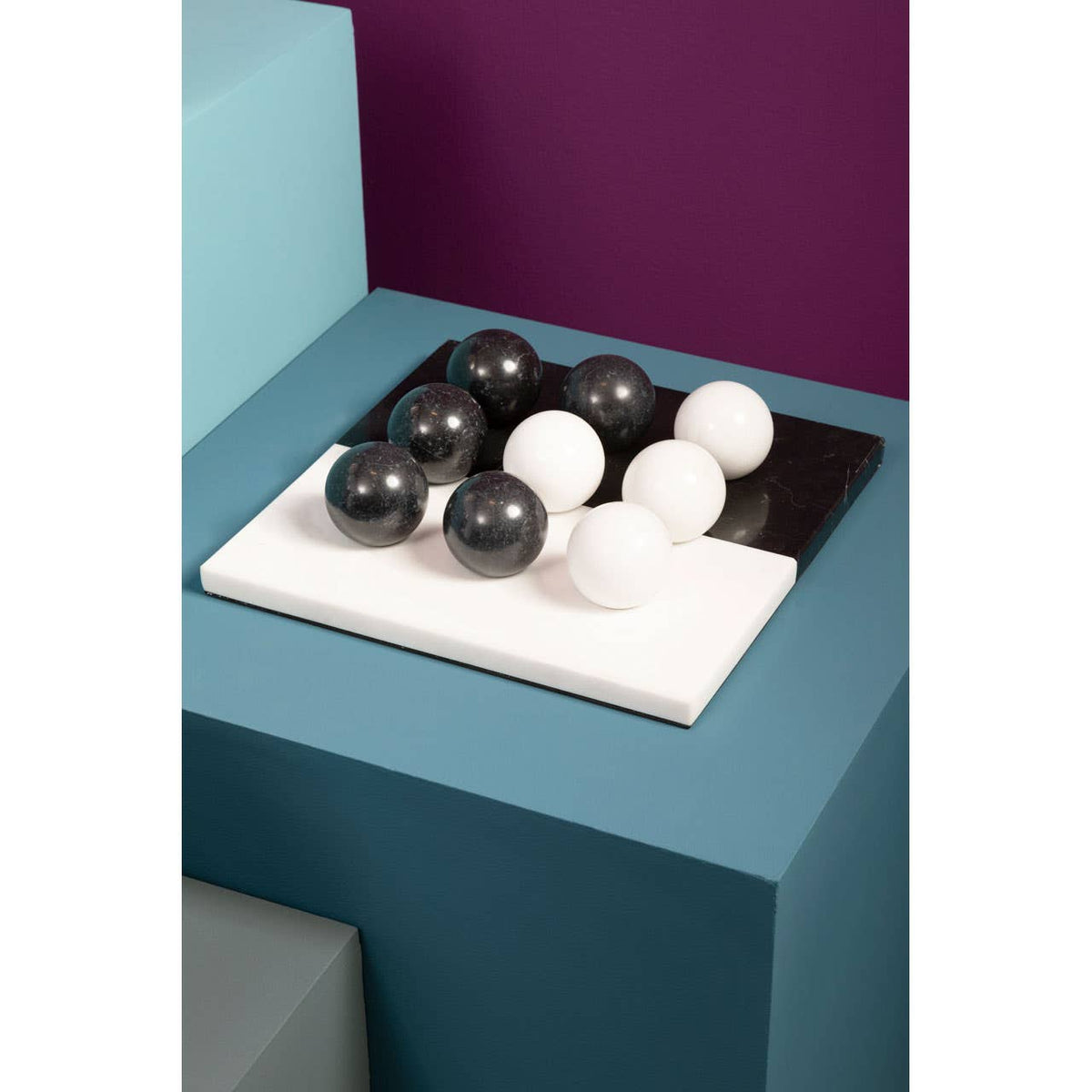 Flos Black And White Tic Tac Toe Marble Game.