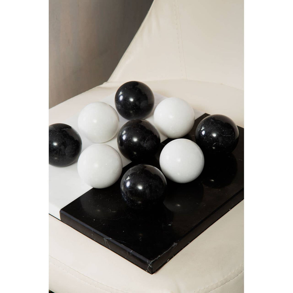 Flos Black And White Tic Tac Toe Marble Game.