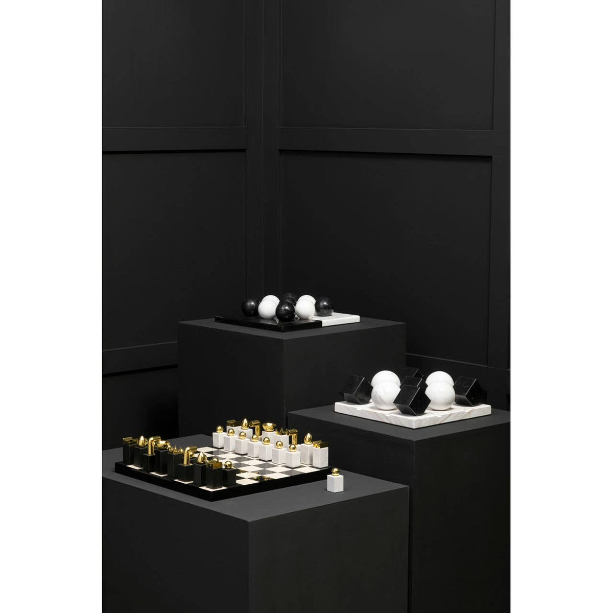 Flos Black And White Tic Tac Toe Marble Game.