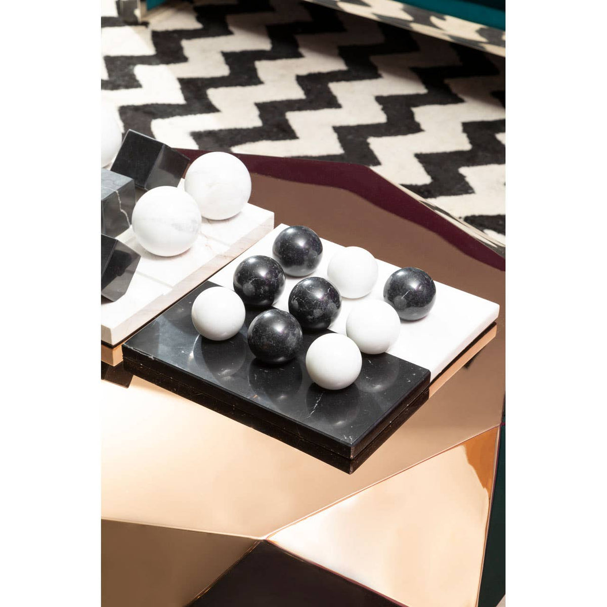 Flos Black And White Tic Tac Toe Marble Game.