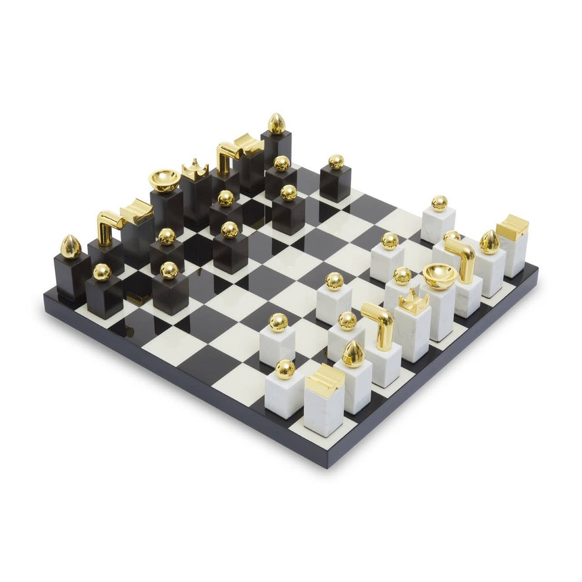 Flos Marble And Wood Chess Set.