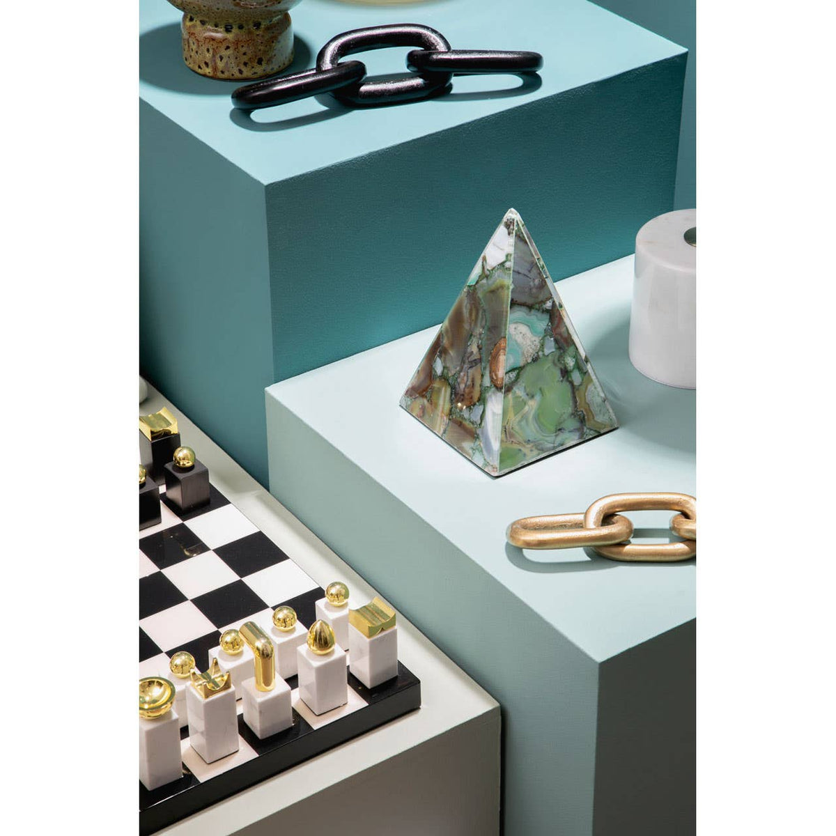 Flos Marble And Wood Chess Set.