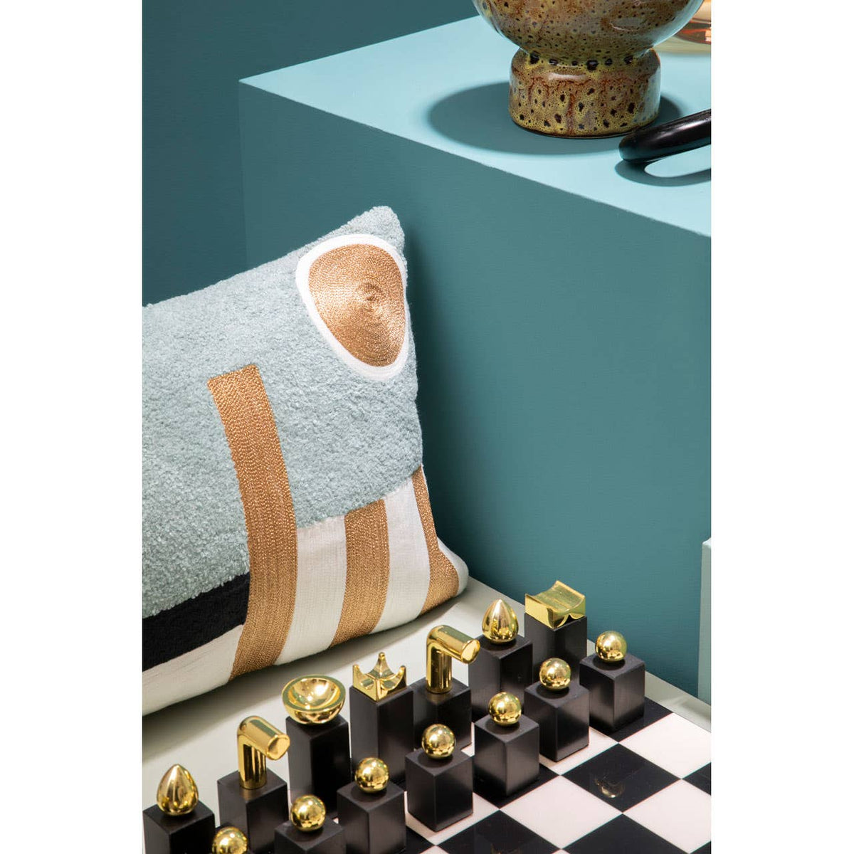 Flos Marble And Wood Chess Set.