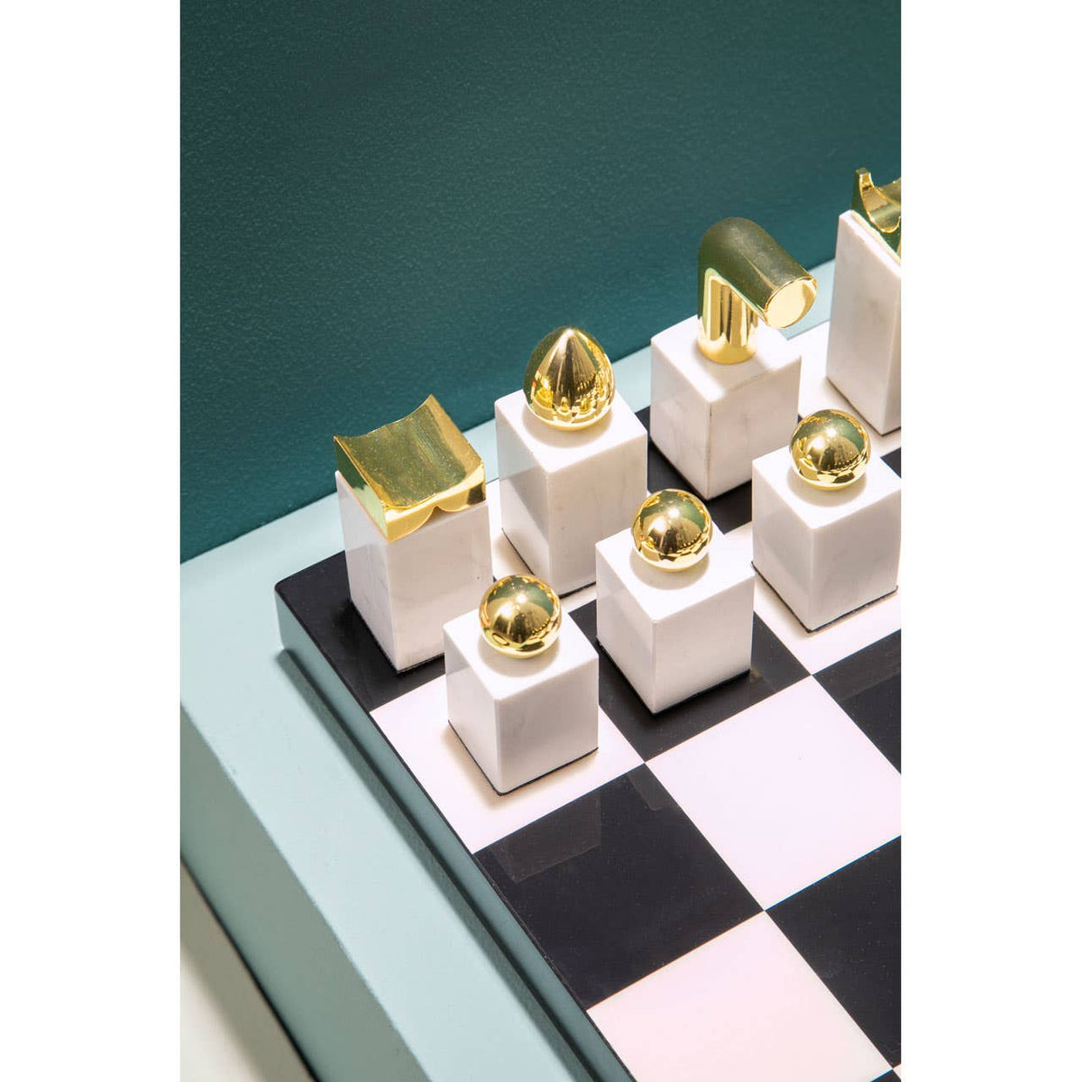 Flos Marble And Wood Chess Set.